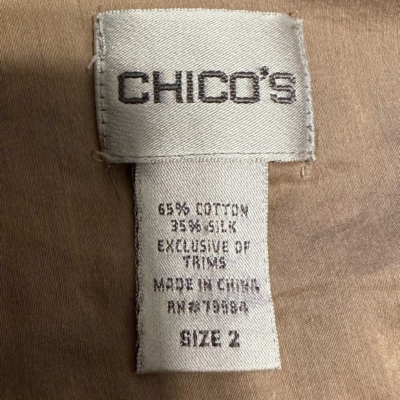 Chico’s Tan Button Up With Rolled Sleeves - Picture 3 of 4